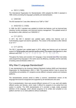 Tutorialsfreak.com (https://tutorialsfreak.com/)
●ISO C (1989)
The International Organization for Standardization (ISO) adopt