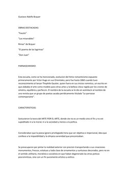 Gustavo Adolfo Bcquer 
 
OBRAS DESTACADAS: 
"Fausto"  
"Los miserables" 
Rimas" de Bcquer 
"El poema de las lagrimas" 
"Don J