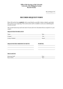 Office of the Secretary of the University 
University of the Philippines System 
Records Section 
 
 
Record Request No. 
___
