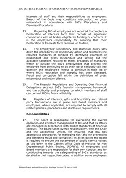 BIG LOTTERY FUND ANTI FRAUD AND ANTI CORRUPTION STRATEGY
interests  of  staff  and  their  responsibilities  as  employees.