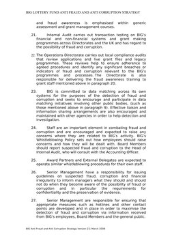 BIG LOTTERY FUND ANTI FRAUD AND ANTI CORRUPTION STRATEGY
and  fraud  awareness  is  emphasised  within  generic 
assessment a
