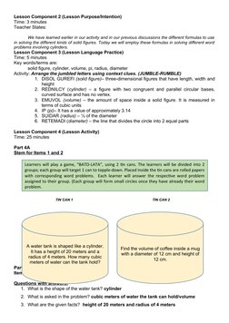 Grade 6 Math: Volume of Cylinders Lesson | PDF