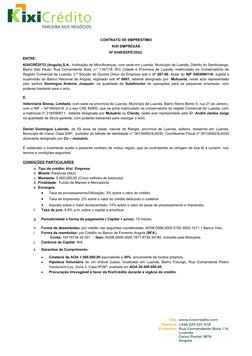 CONTRATO DE EMPRESTIMO
KIXI EMPRESAS  
Nº 0348/SDPE/2023.
ENTRE: 
KIXICRÉDITO (Angola),S.A., Instituição de Microfinanças, co