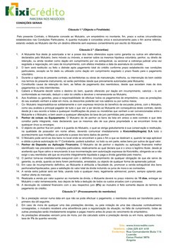 CONDIÇÕES GERAIS
__________________
Cláusula 1.ª (Objecto e Finalidade)
 Pelo presente Contrato, o Mutuante concede ao Mutuár