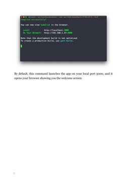 9
By default, this command launches the app on your local port 3000, and it
opens your browser showing you the welcome screen
