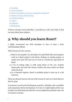 5
Variables (https://flaviocopes.com/javascript-variables/)
Arrow functions (https://flaviocopes.com/javascript-arrow-functio