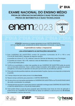 2º DIA
LEIA ATENTAMENTE AS INSTRUÇÕES SEGUINTES:
1.  Este CADERNO DE QUESTÕES contém 90 questões numeradas de 91 a 180 e uma