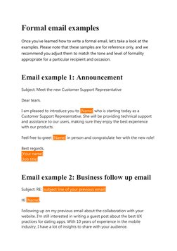 Formality Email Sample Formal Email Writing Guidelines | PDF