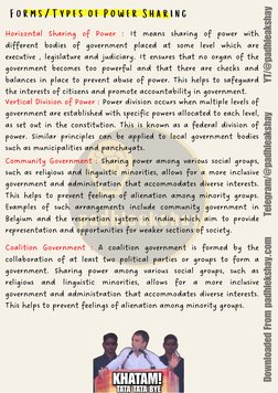 Power Sharing in Democracies: Class 10 Notes | PDF