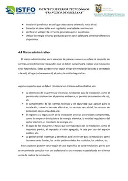 INSTITUTO SUPERIOR TECNOLÓGICO 
“FRANCISCO DE ORELLANA” 
 
 
 
 Instalar el panel solar en un lugar adecuado y orientarlo ha