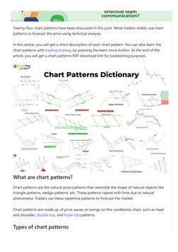 Introduction
Twenty‐four chart patterns have been discussed in this post. Retail traders widely use chart
patterns to forecas