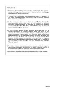 Cs7 Form.pdf CS Form No. 7 Clearance Instructions | PDF | Business | Economies