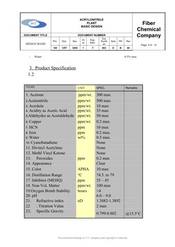 ACRYLONITRILE 
PLANT
BASIC DESIGN
Fiber
Chemical
Company
Page  5 of   12
DOCUMENT TITLE
DOCUMENT NUMBER
DESIGN BASIS
Pro.
Doc