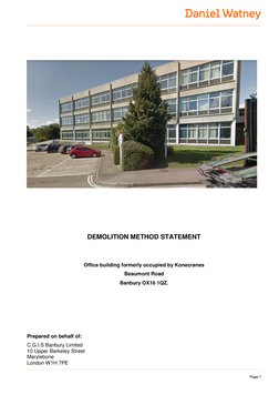 Page 1 
 
 
 
 
 
 
 
 
 
 
 
 
DEMOLITION METHOD STATEMENT 
 
 
Office building formerly occupied by Konecranes 
Beaum