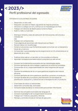 Perfil profesional del egresado
Al finalizar el curso de React JS podrás:
○
Desarrollar un sitio web.
○
Maquetar una web con