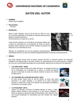 UNIVERSIDAD NACIONAL DE CAJAMARCA. 
DATOS DEL AUTOR:

NOMBRE: 
Alonso Cueto Caballero 

Nacionalidad.      
    Peruana.
