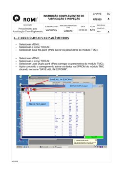 INSTRUÇÃO COMPLEMENTAR DE 
FABRICAÇÃO E INSPEÇÃO
CHAVE
ED
N79325
A
DESCRIÇÃO
Procedimento para 
Atualização Torre Duplomatic