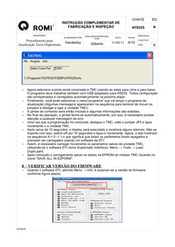 INSTRUÇÃO COMPLEMENTAR DE 
FABRICAÇÃO E INSPEÇÃO
CHAVE
ED
N79325
A
DESCRIÇÃO
Procedimento para 
Atualização Torre Duplomatic