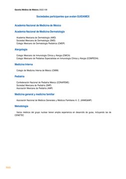 Gaceta Médica de México. 2022;158
S2(2)
Sociedades participantes que avalan GUIDAMEX
Academia Nacional de Medicina de México