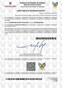 Gobierno del Estado de Hidalgo
Secretaria de Contraloria
Dirección General de Combate a la Impunidad
  
CONSTANCIA DE NO INHA