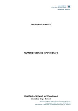 VINICIUS LAGE FONSECA  
 
 
 
 
 
 
 
 
RELATÓRIO DE ESTÁGIO SUPERVISIONADO