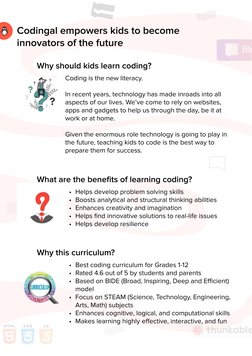 Codingal empowers kids to become 
innovators of the future
Why should kids learn coding?
Coding is the new literacy. 

In rec