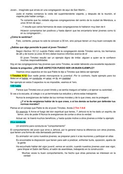 Joven... imagínate que sirves en una congregación de aquí de San Martín... 
Justo el martes comienza la visita del superinten