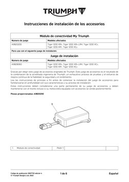 Instrucciones de instalación de los accesorios
1 de 6
Código de publicación 9907722 edición 4
© Triumph Designs Ltd. 2022
Esp