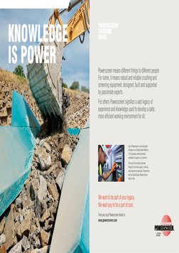 We want to be part of your legacy. 
We want you to be a part of ours.
Find your local Powerscreen dealer at 
www.powerscreen.