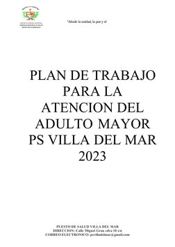 Plan de Trabajo para Adultos Mayores 2023 | PDF | Adultos | Vejez