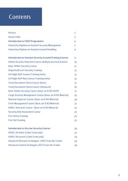 2 
 
 
Contents 
Preface 
About CASS 
Introduction to CASS Programmes  
University Diploma in Aviation Security Management