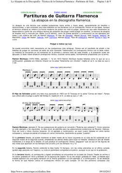 Partituras de Guitarra Flamenca 
La alzapúa en la discografía flamenca 
La alzapúa es una técnica que emplea pulsaciones haci