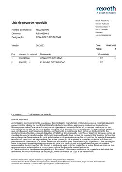 Lista de peças de reposição
16.08.2023
7
R902439596
R910958662
08/2023
Versão:
Desenho:
Número do material:
Designação:
Bosch