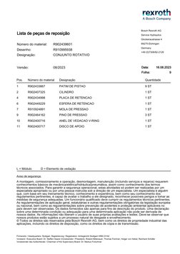 Lista de peças de reposição
16.08.2023
9
R902439601
R910995938
08/2023
Versão:
Desenho:
Número do material:
Designação:
Bosch