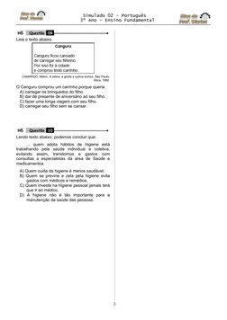 Simulado 02 – Português
  3º Ano - Ensino Fundamental 
H6   Questão  09 –––––––––––––––––––––––––
Leia o texto abaixo.
CAMAR