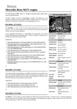 Mercedes-Benz M271 Engine Overview | PDF | Car Manufacturers | Internal ...
