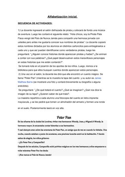 Alfabetización inicial.
SECUENCIA DE ACTIVIDADES:
1) La docente ingresará al salón disfrazada de pirata y colocará de fondo u