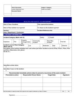 Health and Safety Flash Report Template | PDF