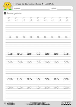Fichas de lectoescritura ▶LETRA S
Nombre: ___________________________________    Fecha: _________________
Iconos de
Francisco