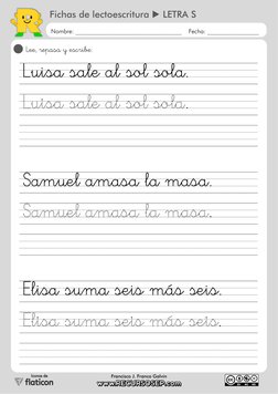 Fichas de lectoescritura ▶LETRA S
Nombre: ___________________________________    Fecha: _________________
Iconos de
Francisco