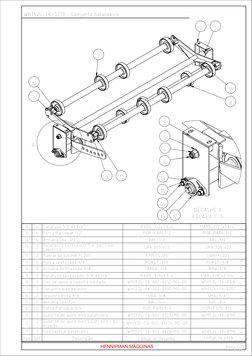 A
2
1
16
11
9
3
10
7
8
DETALHE A
ESCALA 1 : 5
12
13
16
15
14
6
4
5
3
Item Qdt.
Descrição
Código de Desenho
Código da peça
16