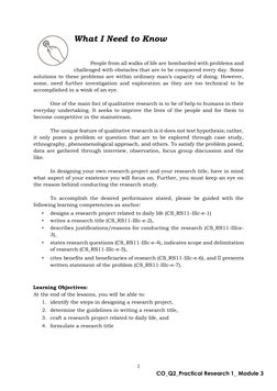 1  
CO_Q2_Practical Research 1_ Module 3  
What I Need to Know  
  
  
People from all walks of life are bombarded with probl