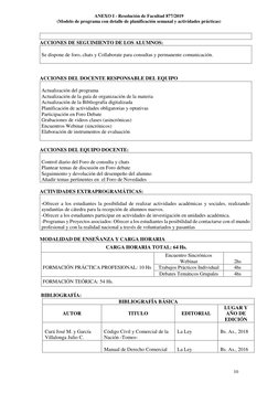 ANEXO I - Resolución de Facultad 877/2019 
(Modelo de programa con detalle de planificación semanal y actividades prácticas)