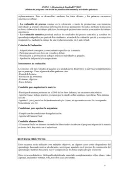ANEXO I - Resolución de Facultad 877/2019 
(Modelo de programa con detalle de planificación semanal y actividades prácticas)