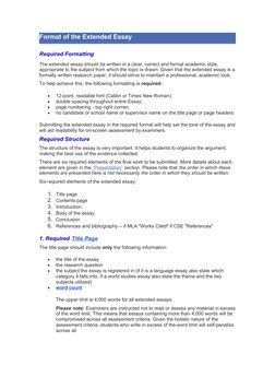 Extended Essay Formatting Guidelines | PDF | Essays | Note (Typography)