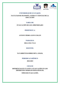 Tipos y Modelos de Evaluación Educativa | PDF | Evaluación | Ciencia ...