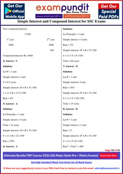 Simple Interest and Compound Interest for SSC Exams 
 
Page 10 of 21 
 
Get High Sta