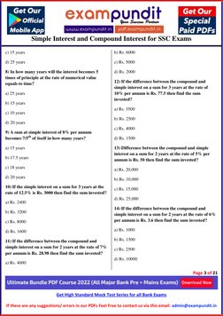 Simple Interest and Compound Interest for SSC Exams 
 
Page 3 of 21 
 
Get High Stan