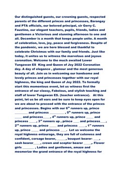 Sample Program For Coronation Rites School Coronation Program Script | PDF