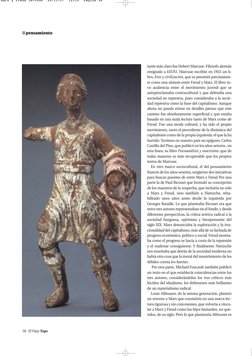 58/El Viejo Topo
tante más claro fue Hebert Marcuse. Filósofo alemán
emigrado a EEUU, Marcuse escribió en 1955 un li-
bro, Er